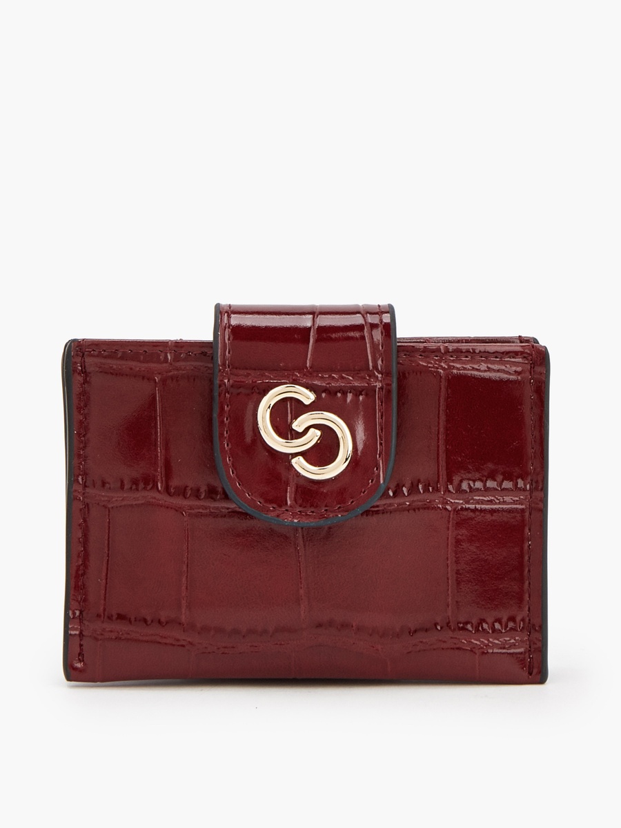 Textured Wallet with Button Flap