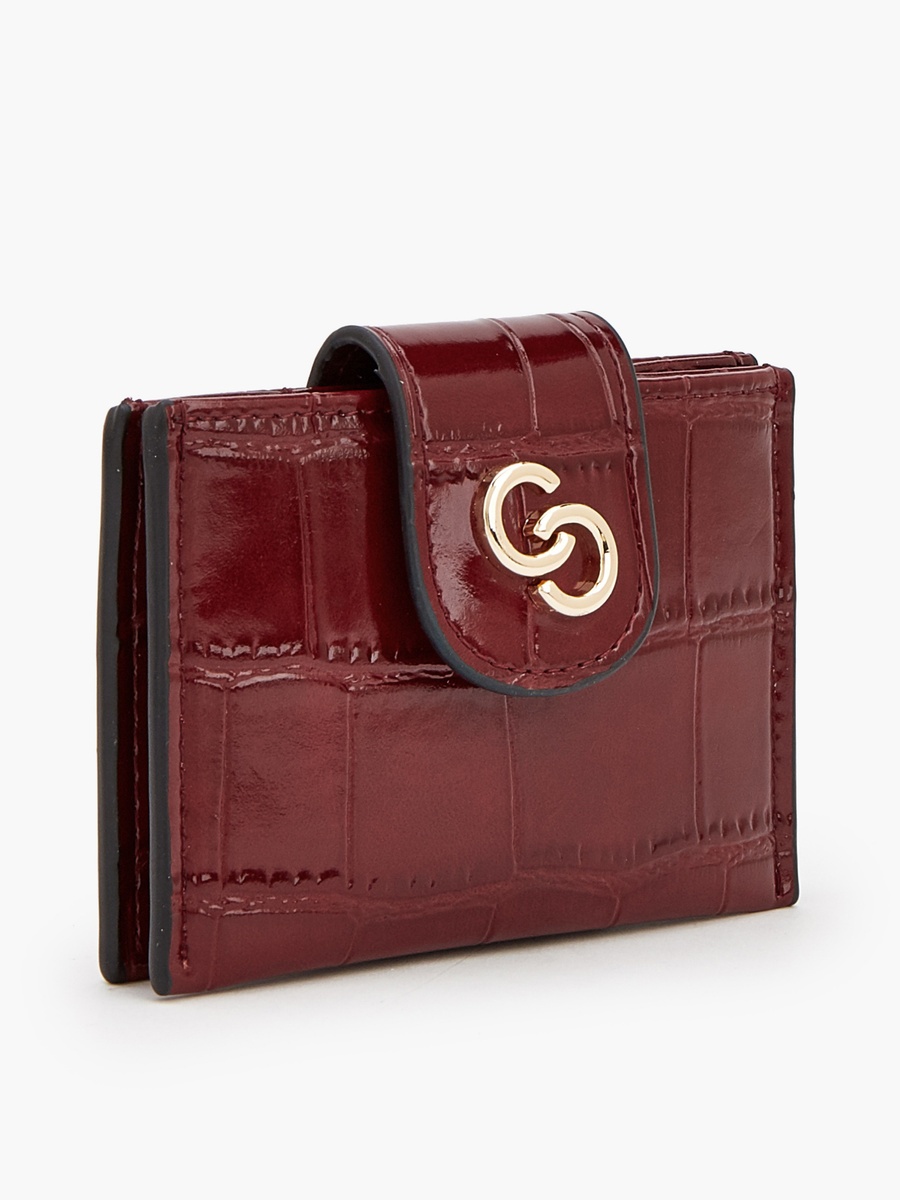 Textured Wallet with Button Flap
