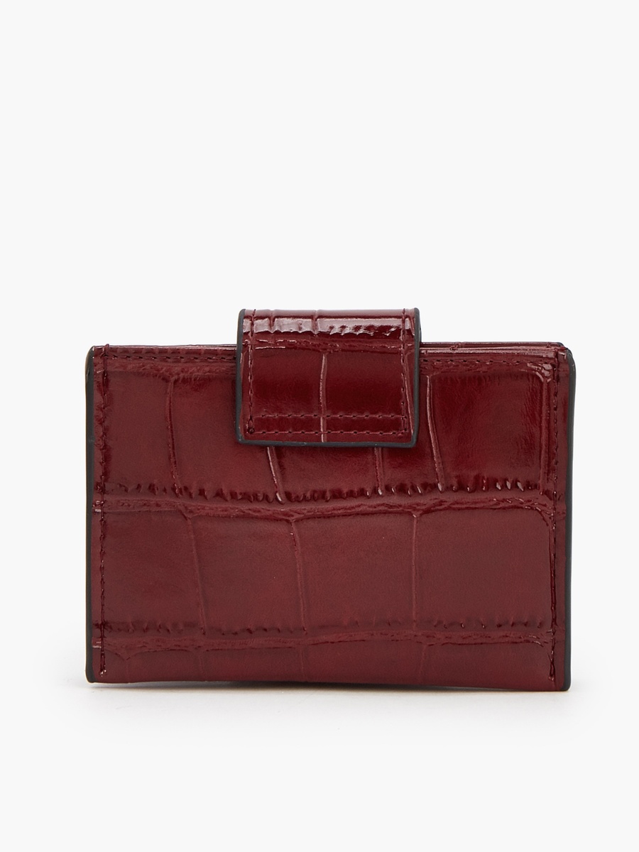 Textured Wallet with Button Flap