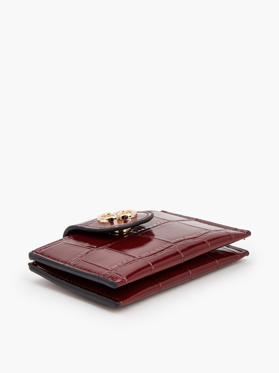 Textured Wallet with Button Flap