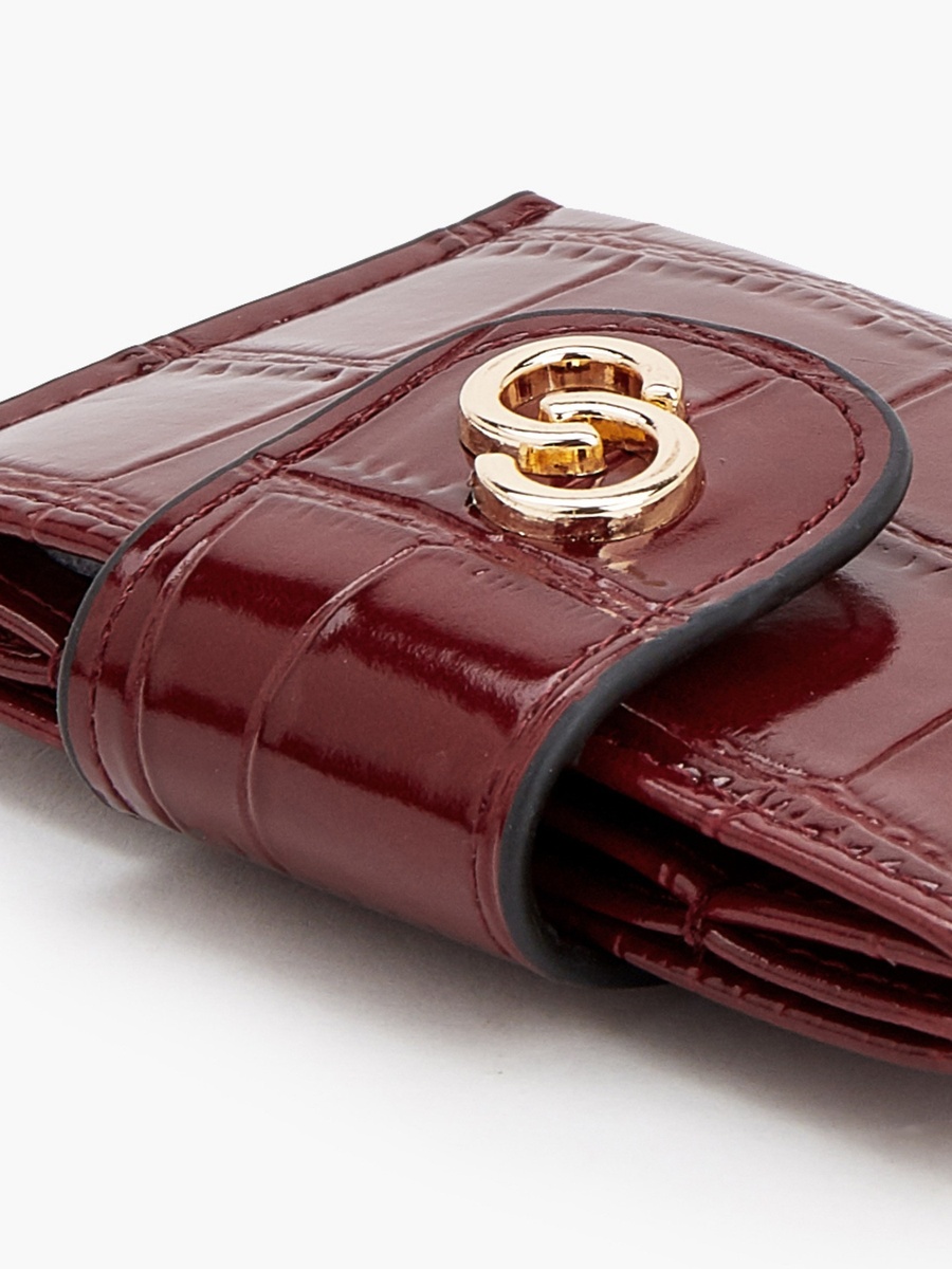Textured Wallet with Button Flap