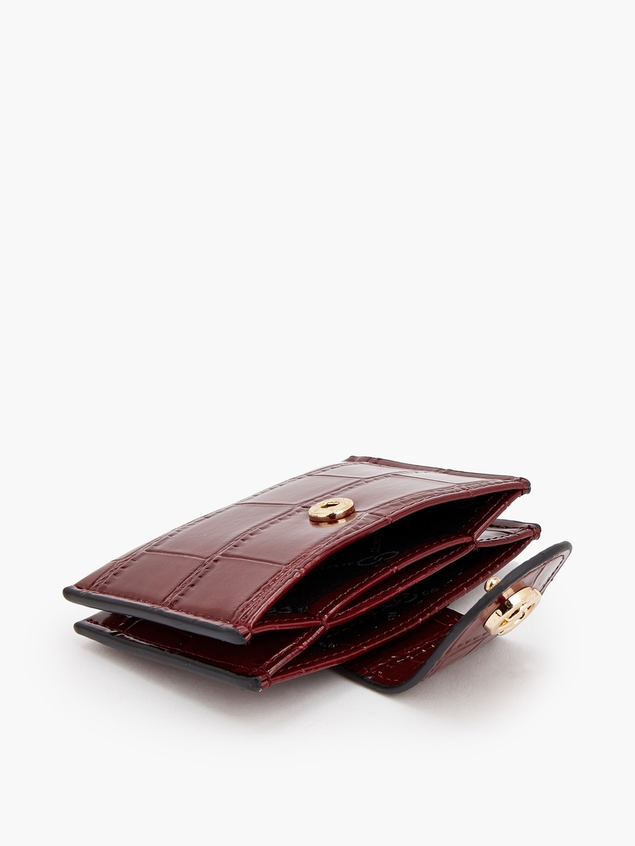 Textured Wallet with Button Flap
