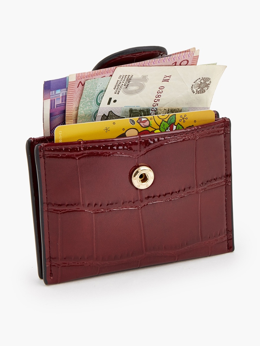 Textured Wallet with Button Flap