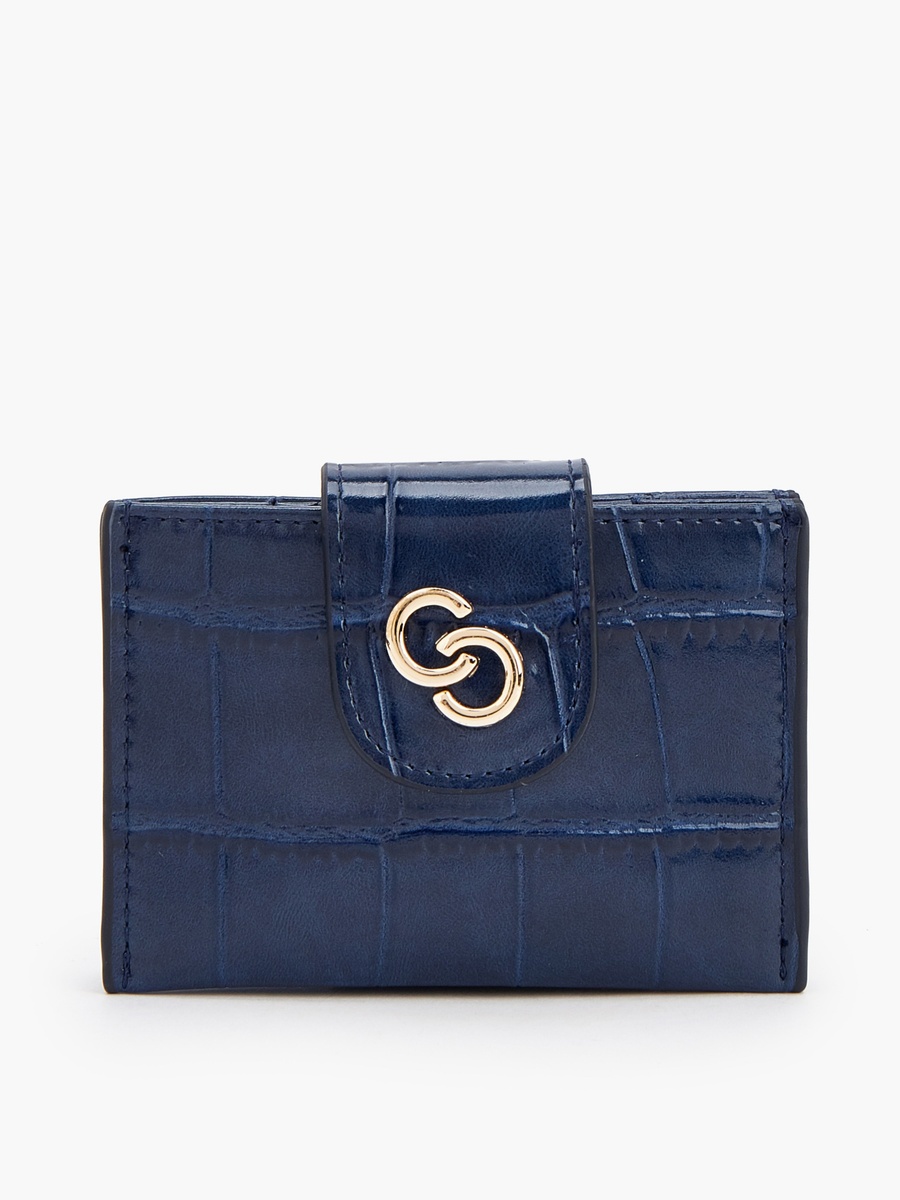 Textured Wallet with Button Flap