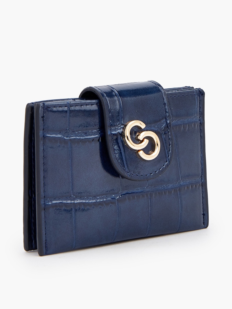 Textured Wallet with Button Flap