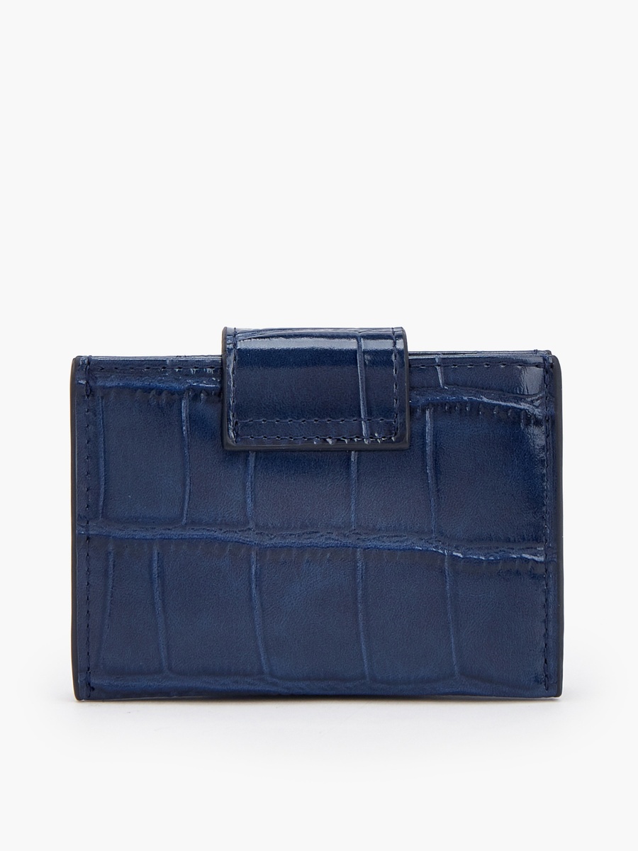 Textured Wallet with Button Flap