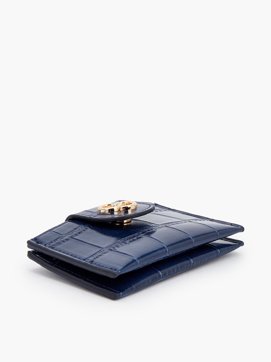 Textured Wallet with Button Flap