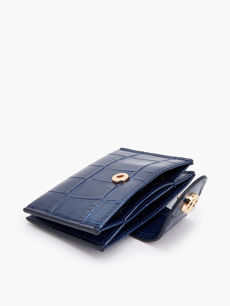 Textured Wallet with Button Flap