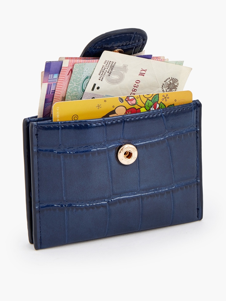 Textured Wallet with Button Flap