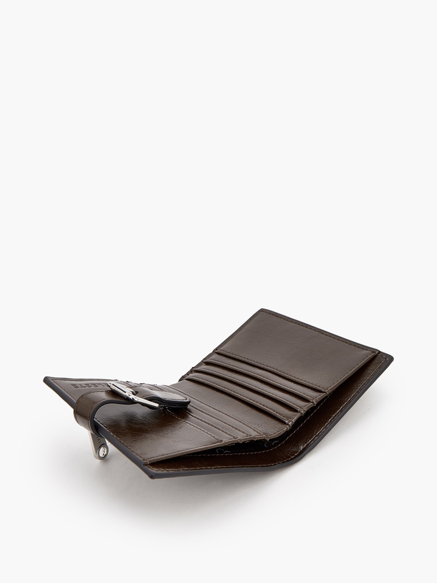 Stitch Detail Bi-Fold Wallet with Buckle Accent