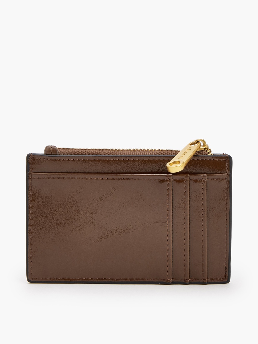 Suede Card Holder with Zip Pocket