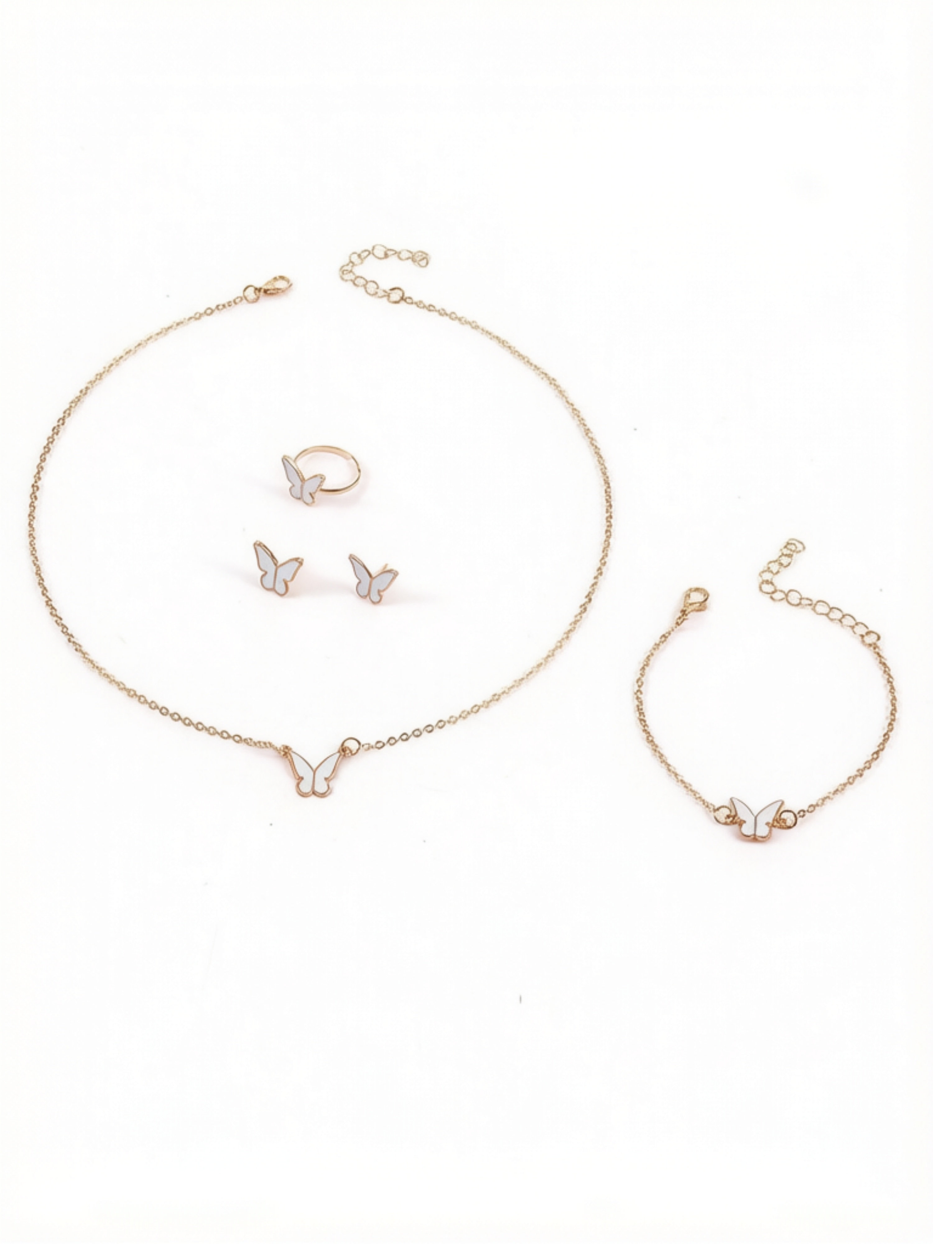 Golden Butterfly Charm Jewelry Set (4-Piece).
