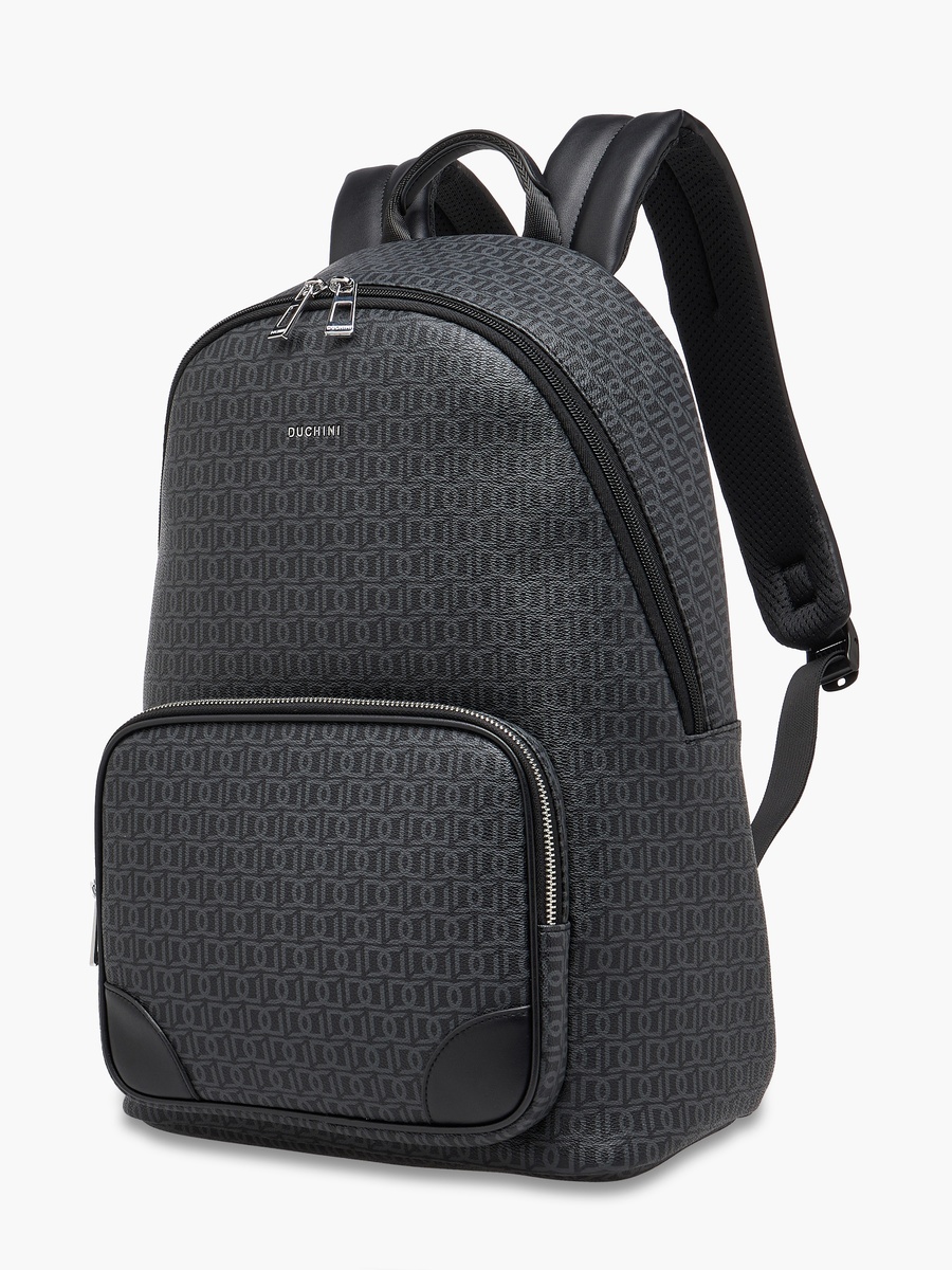 Men Monogram Print Backpack with Padded Straps