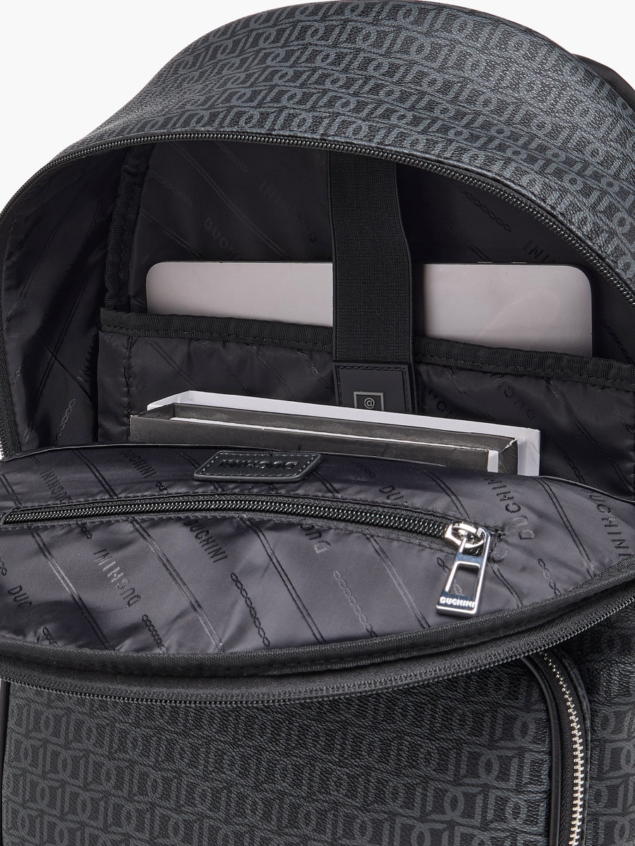 Men Monogram Print Backpack with Padded Straps