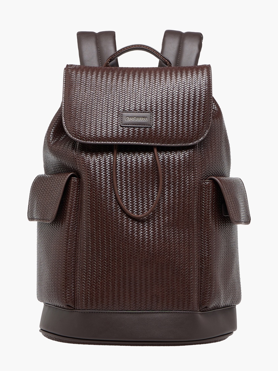 Men Chevron Textured Backpack with Drawstring Closure