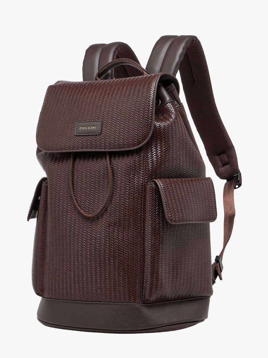 Men Chevron Textured Backpack with Drawstring Closure
