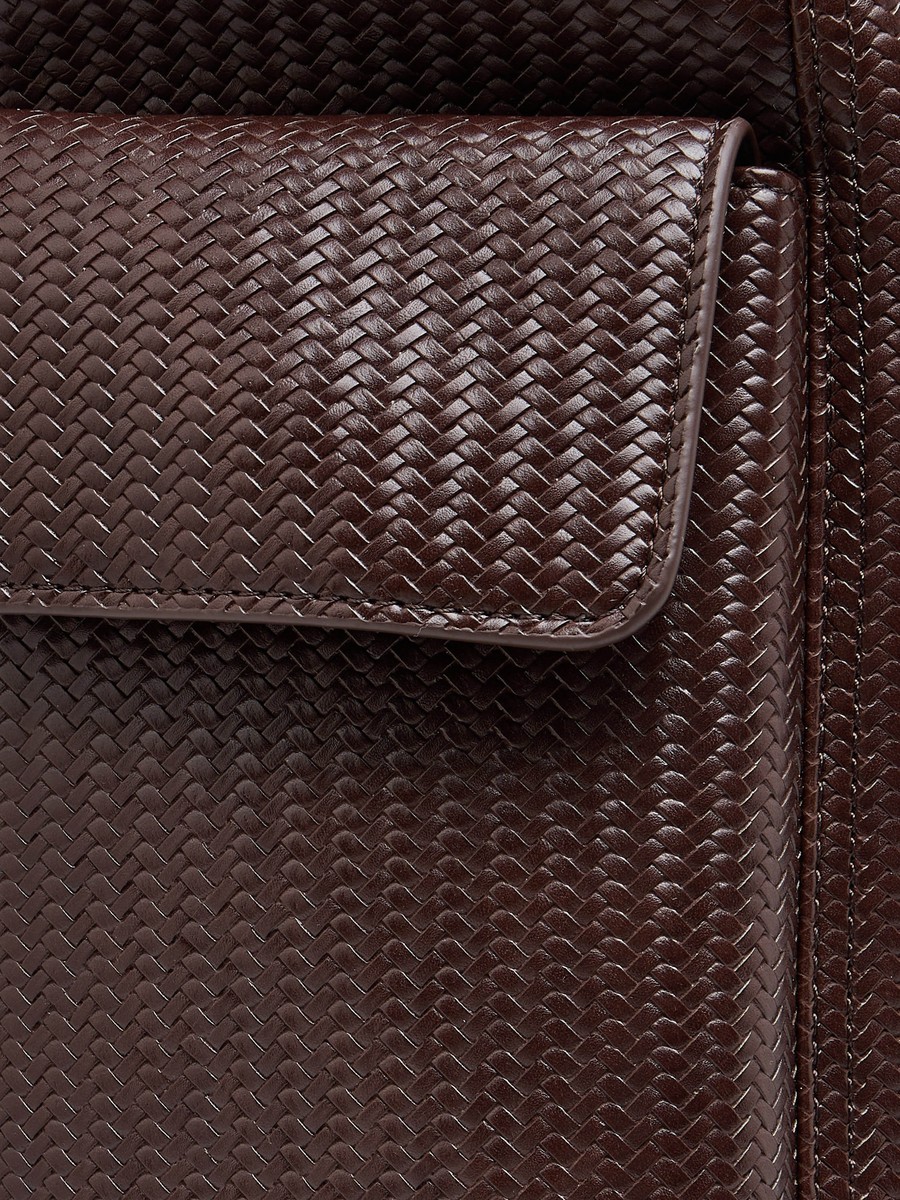 Men Chevron Textured Backpack with Drawstring Closure