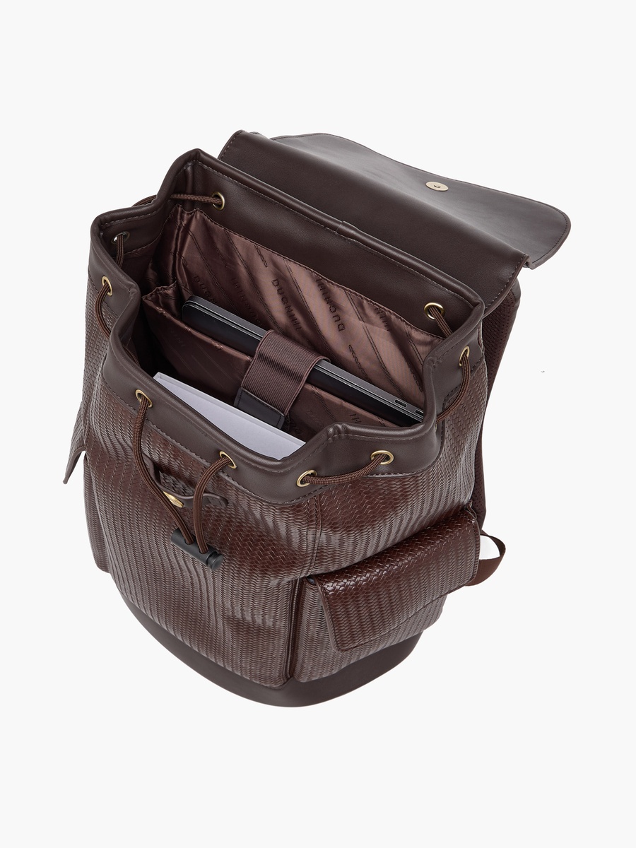 Men Chevron Textured Backpack with Drawstring Closure