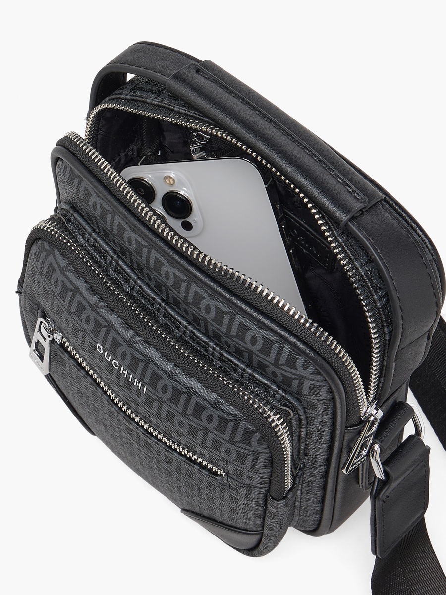 Men Monogram Print Crossbody Bag