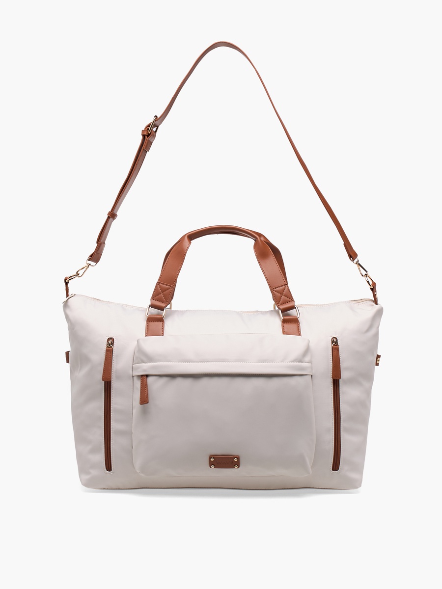 Contrast Trim Duffle Bag with Removable Strap