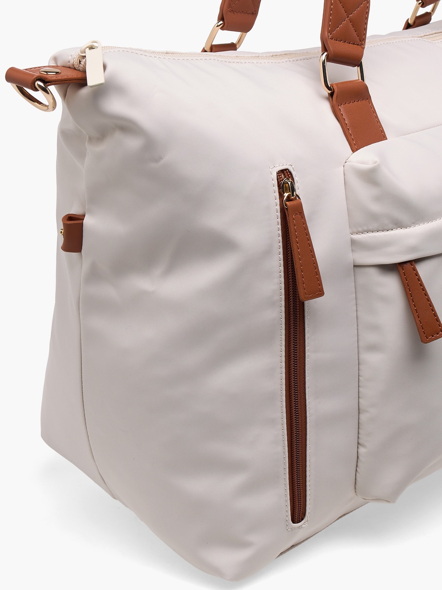Contrast Trim Duffle Bag with Removable Strap