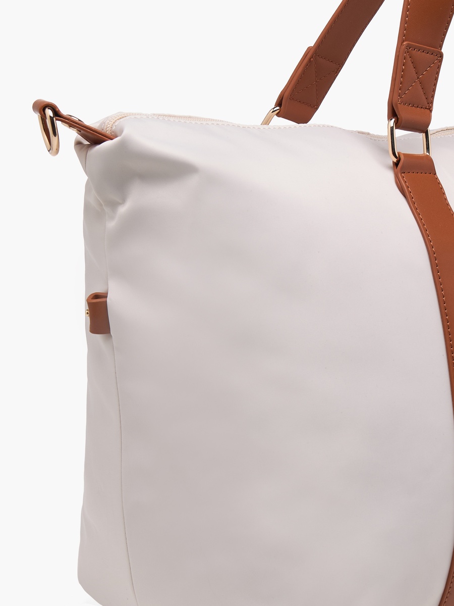 Contrast Trim Duffle Bag with Removable Strap