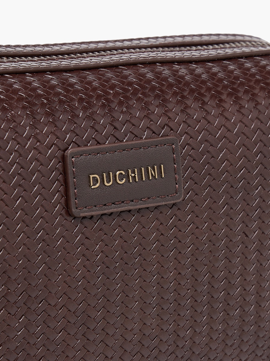 Men Chevron Textured Pouch with Buckle Strap