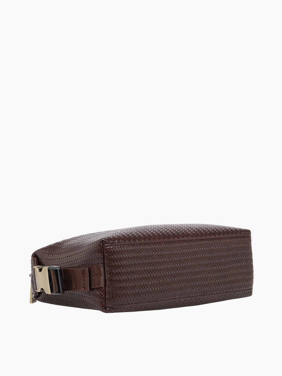 Men Chevron Textured Pouch with Buckle Strap