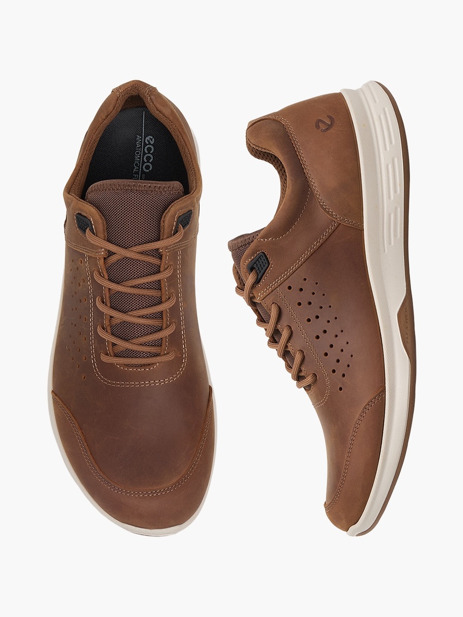 Men Leather Lace-Up Ankle Sneakers