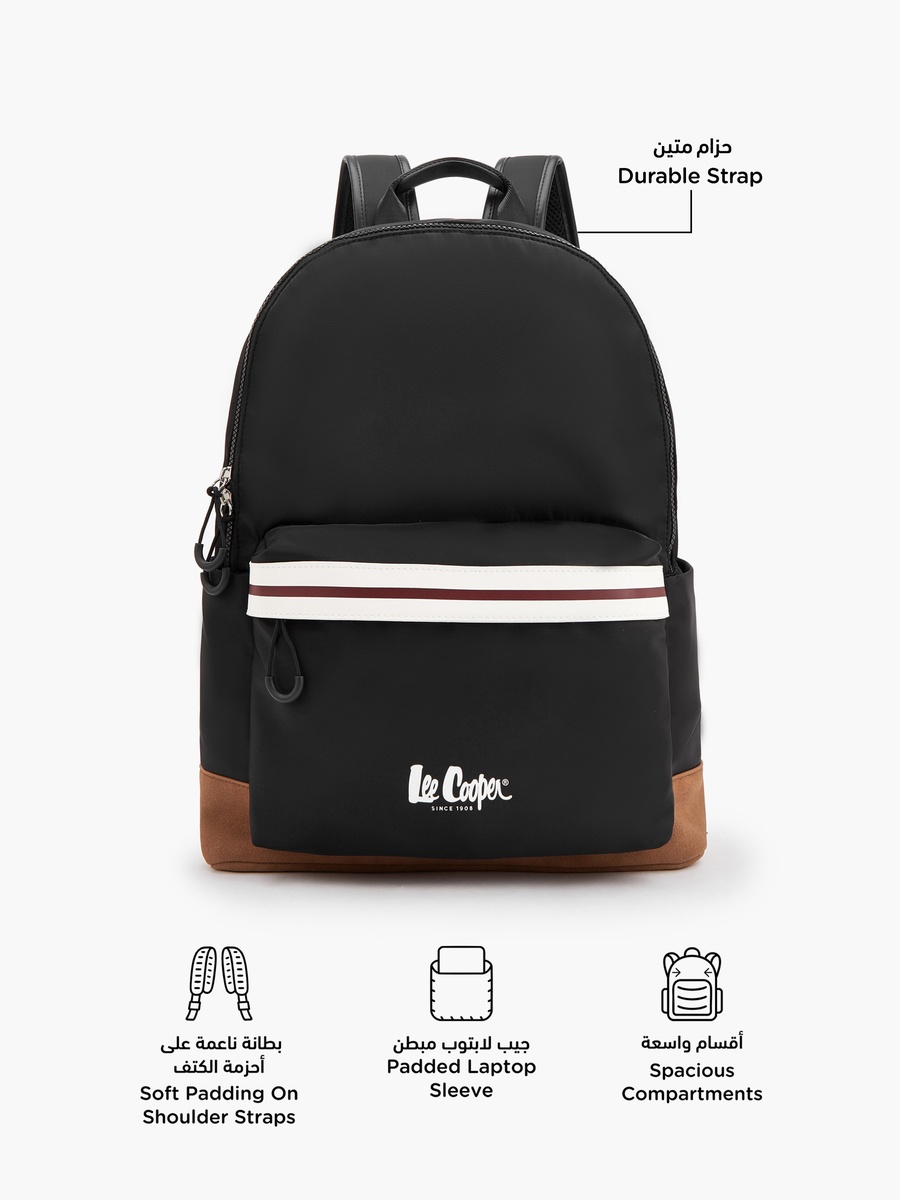 Logo Print Backpack with Adjustable Shoulder Straps