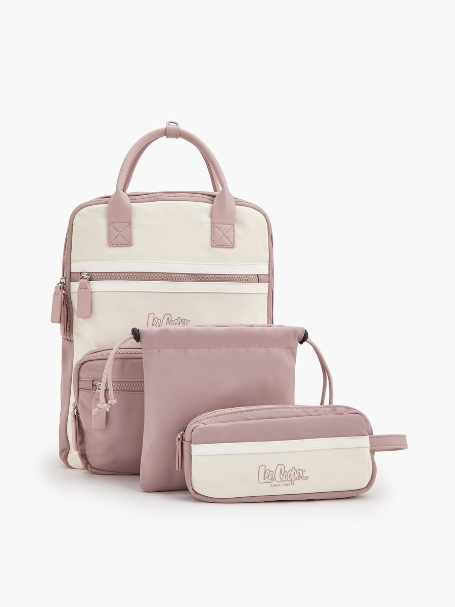Color Block Backpack with Pencil Pouch