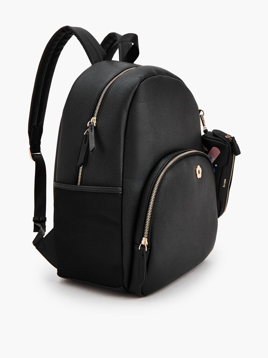 Textured Backpack with Printed Pouch