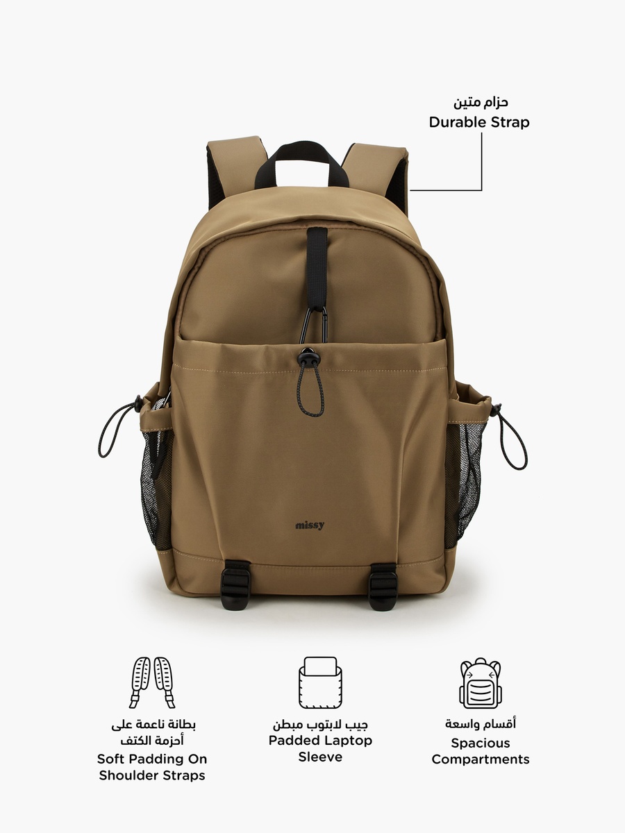 Solid Backpack with Cord Lock Cinch