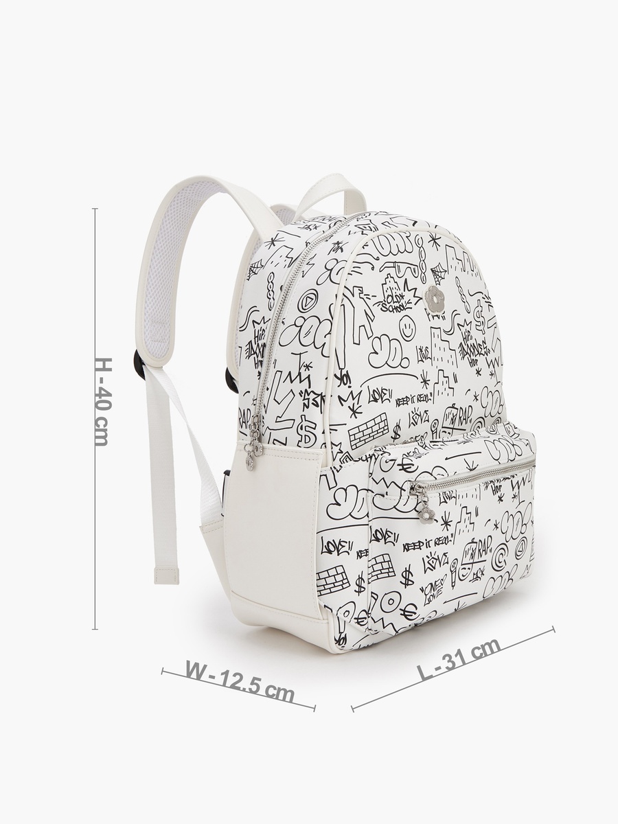 Graffiti Print Backpack with Adjustable Shoulder Straps
