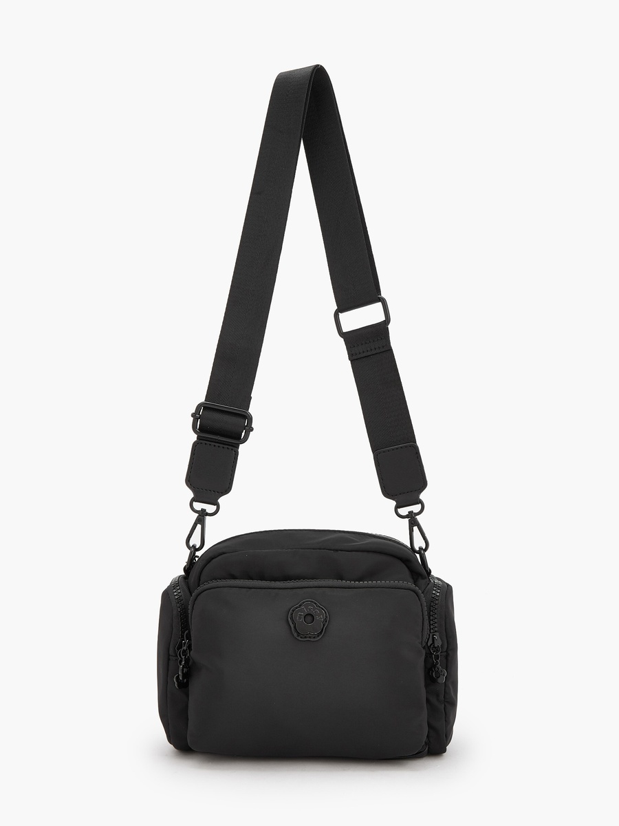 Solid Crossbody Bag with Front Utility Pocket