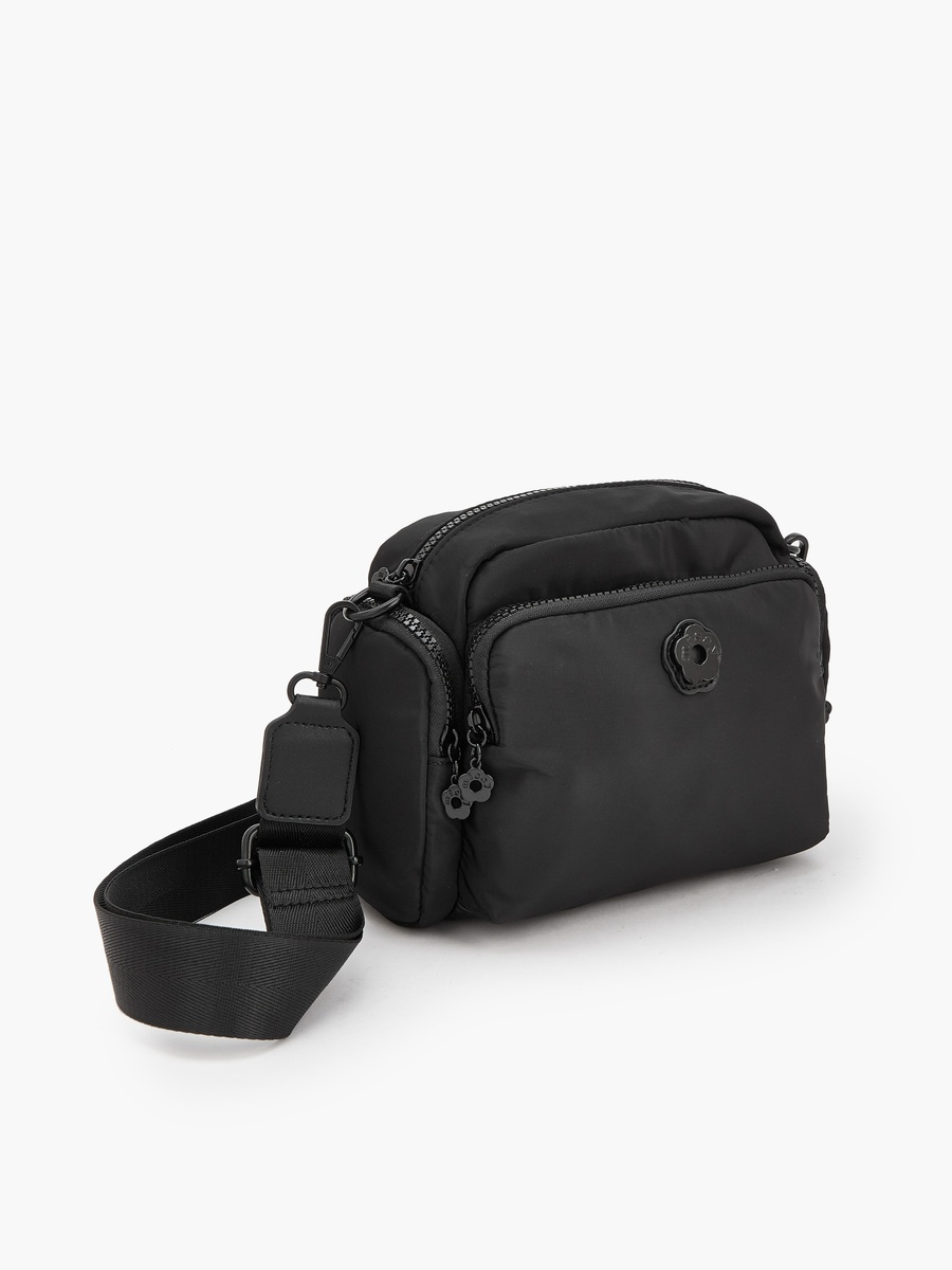 Solid Crossbody Bag with Front Utility Pocket