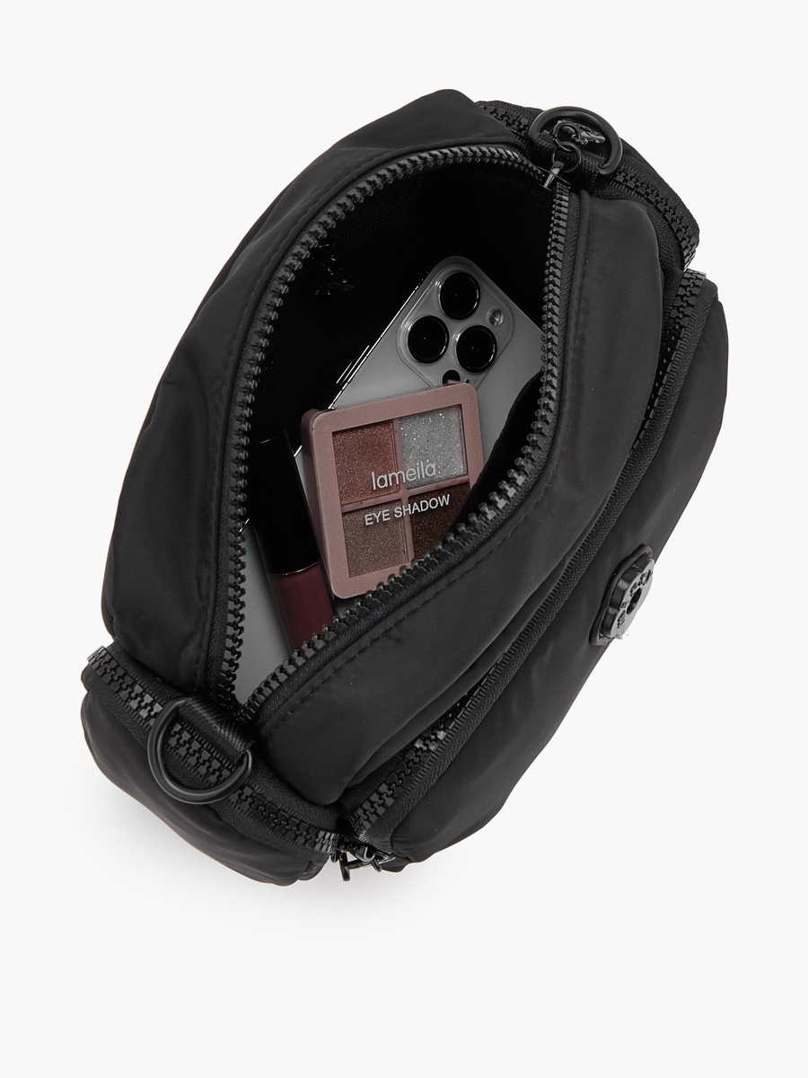 Solid Crossbody Bag with Front Utility Pocket