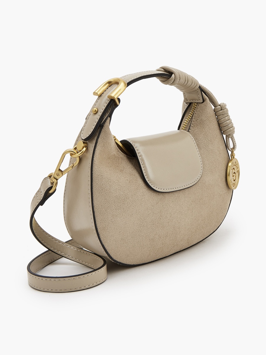 Suede Crossbody Bag with Rope Detail