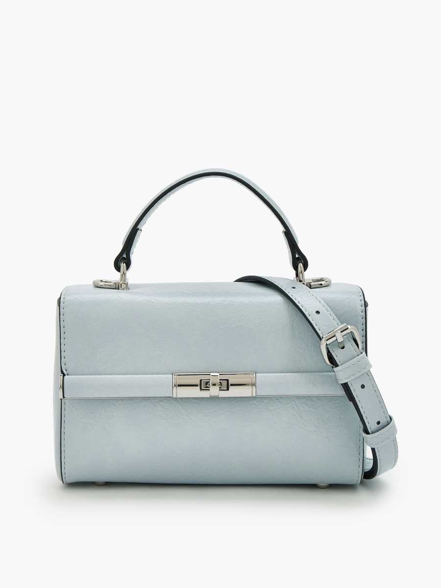 Solid Crossbody Bag with Twist Lock Closure