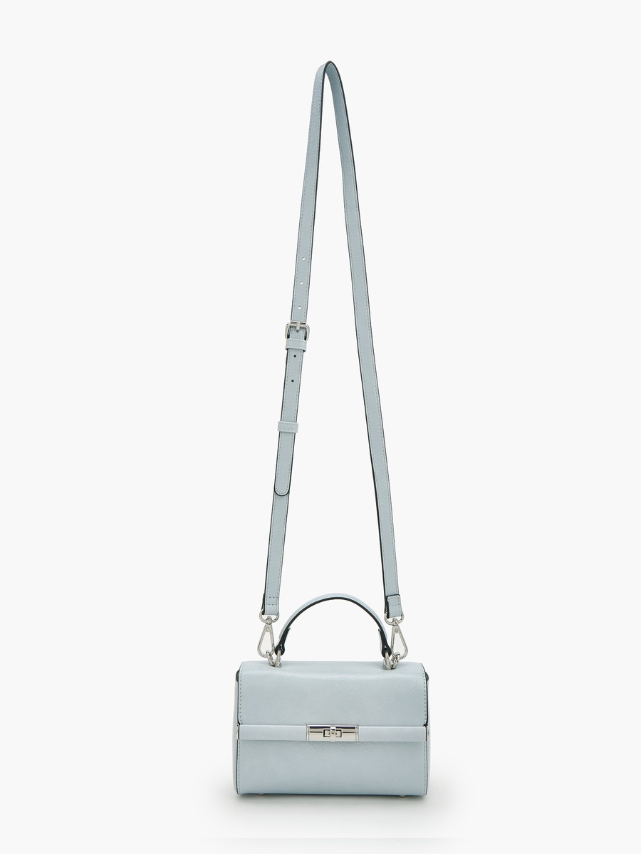 Solid Crossbody Bag with Twist Lock Closure