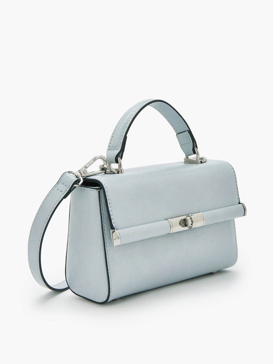 Solid Crossbody Bag with Twist Lock Closure