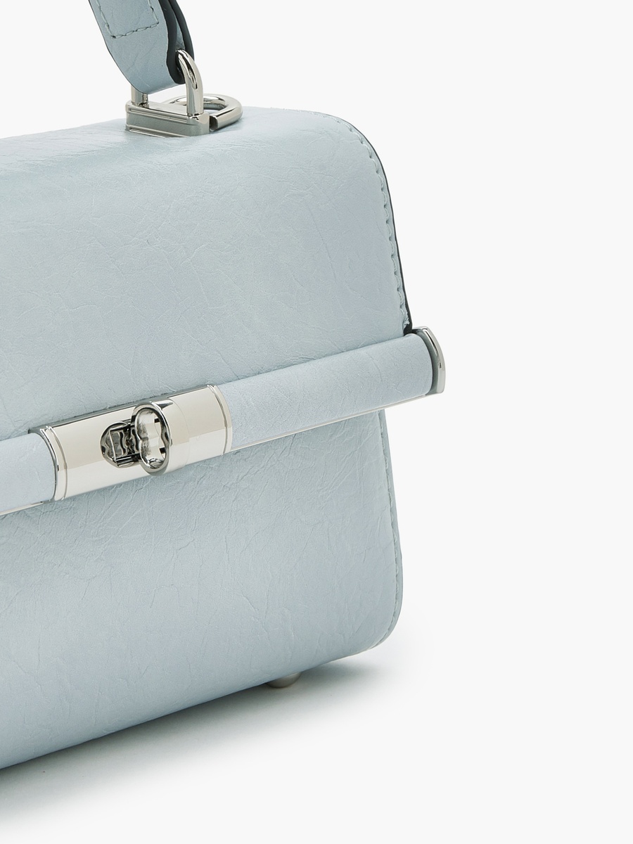 Solid Crossbody Bag with Twist Lock Closure