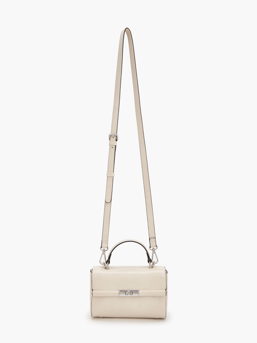 Solid Crossbody Bag with Twist Lock Closure