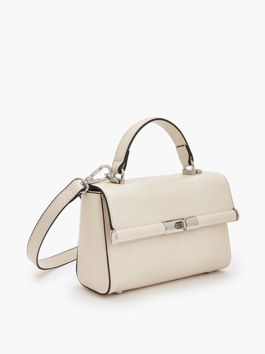 Solid Crossbody Bag with Twist Lock Closure