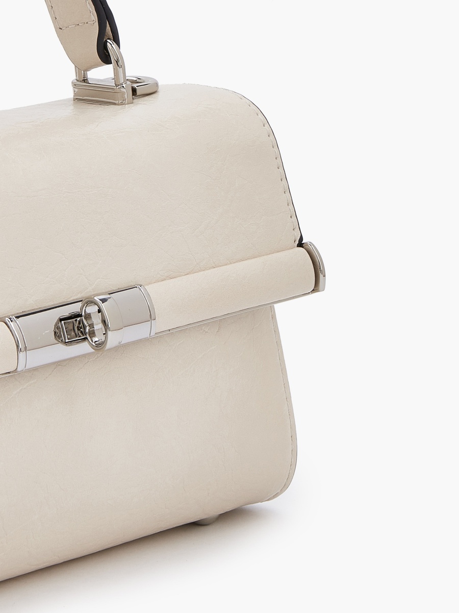 Solid Crossbody Bag with Twist Lock Closure