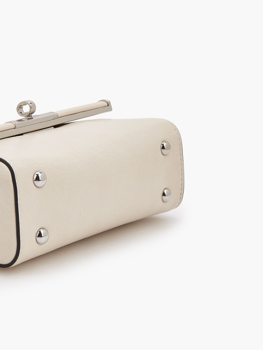 Solid Crossbody Bag with Twist Lock Closure