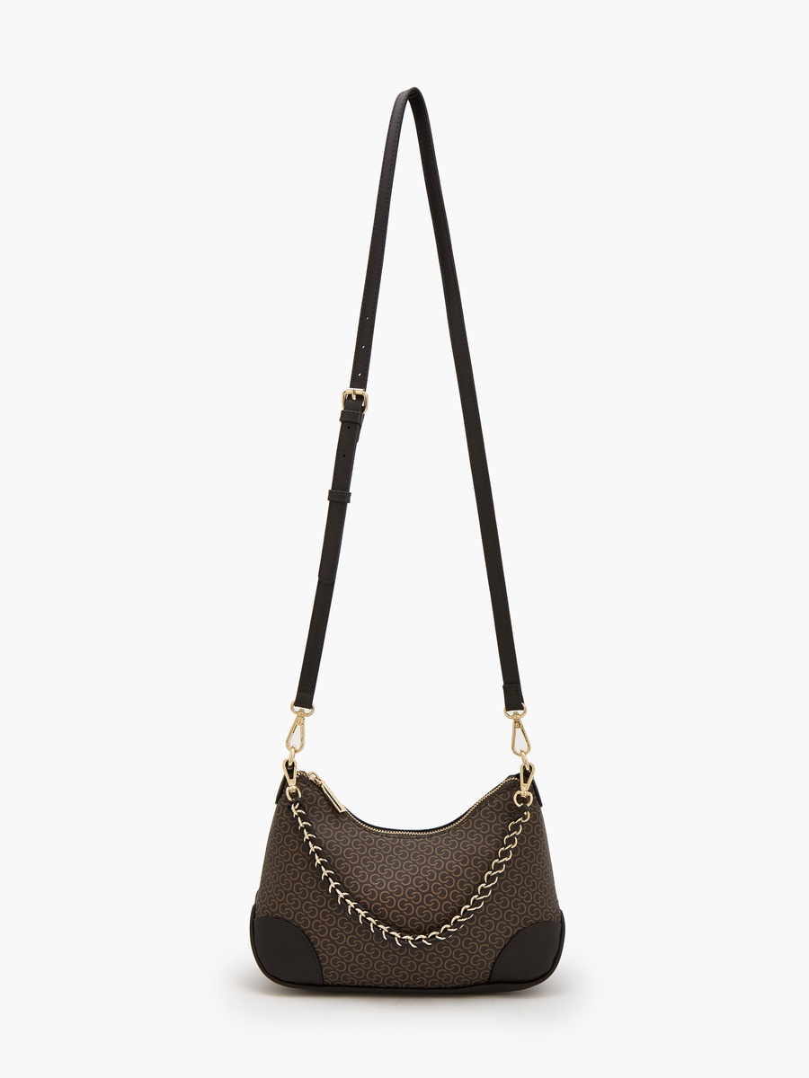 Monogram Print Crossbody Bag with Adjustable Shoulder Strap