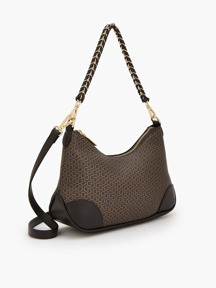 Monogram Print Crossbody Bag with Adjustable Shoulder Strap