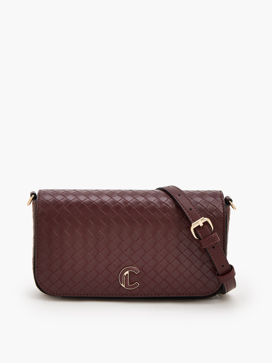 Woven Textured Crossbody Bag with Button Closure