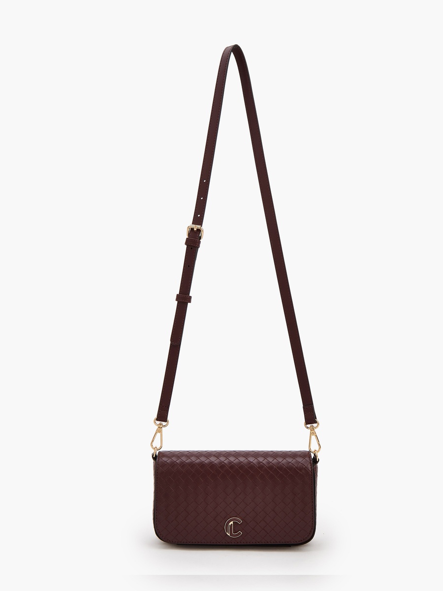 Woven Textured Crossbody Bag with Button Closure